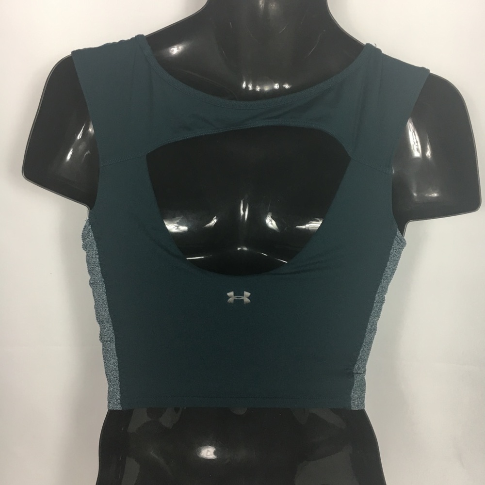 Under Armour lux yoga crop top blue built in bra - Picture 4 of 8